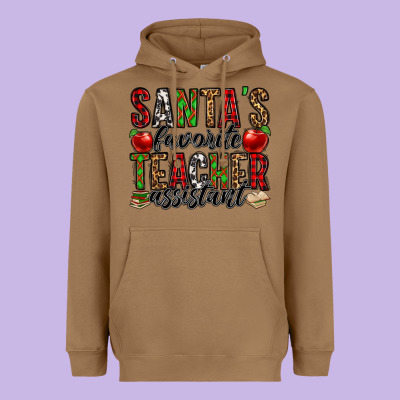 Santa's Favorite Teacher Assistant Heavyweight Hoodie Designed By Jasminsmagicworld