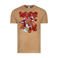Red Sneaker Girl Afro Woman Vintage Tee | Teevron