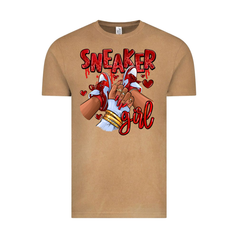 Red Sneaker Girl Afro Woman Vintage Tee by RanaPortraitStore | Teevron