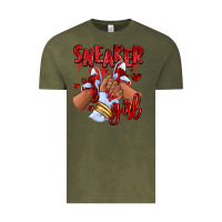 Vintage Olive red sneaker girl afro woman Vintage Tee - RanaPortraitStore