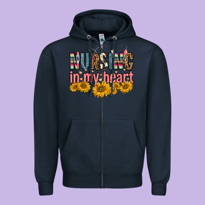 Nursing In My Heart Zipper Hoodie Designed By Fadigitalartstudio