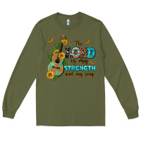 Army Green the lord is my strength and my song guitar with su Long Sleeve Tee - AdoDesignShop