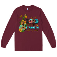 Burgundy the lord is my strength and my song guitar with su Long Sleeve Tee - AdoDesignShop