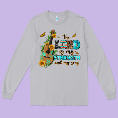 The Lord Is My Strength And My Song Guitar With Su Long Sleeve Tee Designed By Adodesignshop