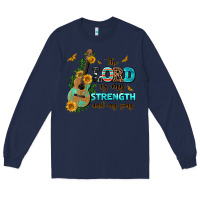 Navy the lord is my strength and my song guitar with su Long Sleeve Tee - AdoDesignShop