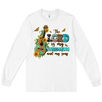 White the lord is my strength and my song guitar with su Long Sleeve Tee - AdoDesignShop