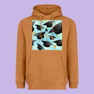 Graduation Cap Seamless Pattern Heavyweight Hoodie Designed By Bundleandbundleshop