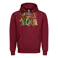 Burgundy i roared my way through 100 days Zipper Hoodie - RacoonDesign
