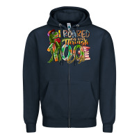 Navy i roared my way through 100 days Zipper Hoodie - RacoonDesign