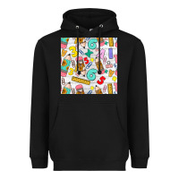 Black back to school seamless pattern Heavyweight Hoodie - BundleAndBundleShop