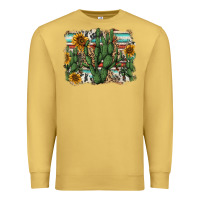 Antique Gold serape sunflowers cactus Premium Sweatshirt - AdoDesignShop