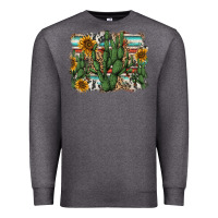 Charcoal Heather serape sunflowers cactus Premium Sweatshirt - AdoDesignShop
