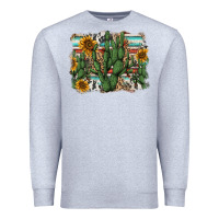 Heather Grey serape sunflowers cactus Premium Sweatshirt - AdoDesignShop