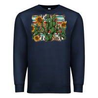 Navy serape sunflowers cactus Premium Sweatshirt - AdoDesignShop