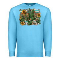 Ocean Blue serape sunflowers cactus Premium Sweatshirt - AdoDesignShop