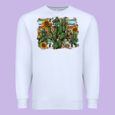 Serape Sunflowers Cactus Premium Sweatshirt Designed By Adodesignshop
