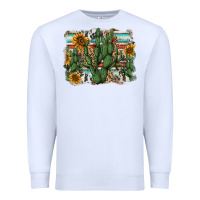 White serape sunflowers cactus Premium Sweatshirt - AdoDesignShop