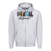 Heather Grey dental hygienist Zipper Hoodie - CowhideDigitalArt
