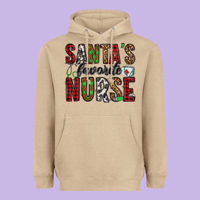 Santa's Favorite Nurse Heavyweight Hoodie Designed By Jasminsmagicworld