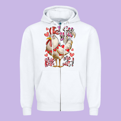I See You Chicken Me Out Zipper Hoodie Designed By Racoondesign
