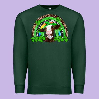 St Patricks Cow Rainbow Premium Sweatshirt Designed By Artiststas