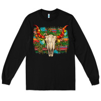 Black western christmas bull skull Long Sleeve Tee - RanaPortraitStore