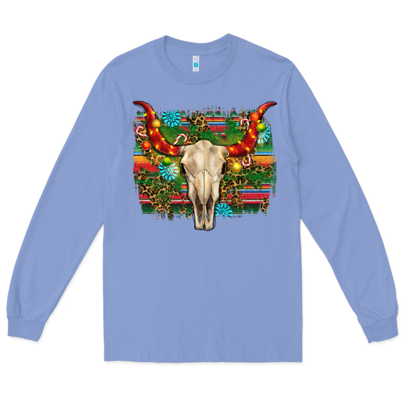 Western Christmas Bull Skull Long Sleeve Tee by RanaPortraitStore | Teevron