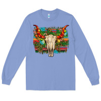 Colony Blue western christmas bull skull Long Sleeve Tee - RanaPortraitStore