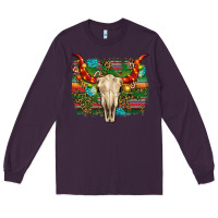 Plum western christmas bull skull Long Sleeve Tee - RanaPortraitStore