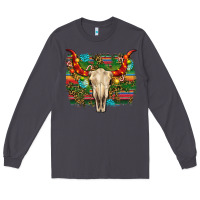 Smoke western christmas bull skull Long Sleeve Tee - RanaPortraitStore
