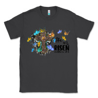 Smoke he is risen matthew 28 6 cross with butterflies cowhide background Classic Tee - BarkalooDesign