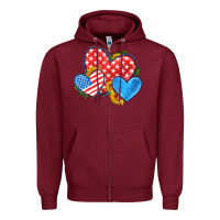 Burgundy usa flag hearts with sunflower Zipper Hoodie - HRA Design Shop