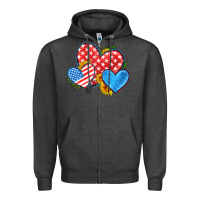 Charcoal Heather usa flag hearts with sunflower Zipper Hoodie - HRA Design Shop