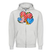 Dove Grey usa flag hearts with sunflower Zipper Hoodie - HRA Design Shop