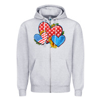 Heather Grey usa flag hearts with sunflower Zipper Hoodie - HRA Design Shop