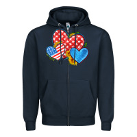 Navy usa flag hearts with sunflower Zipper Hoodie - HRA Design Shop