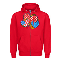 Red usa flag hearts with sunflower Zipper Hoodie - HRA Design Shop