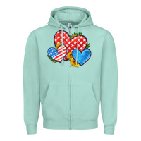 Seafoam usa flag hearts with sunflower Zipper Hoodie - HRA Design Shop