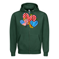 Sports Green usa flag hearts with sunflower Zipper Hoodie - HRA Design Shop