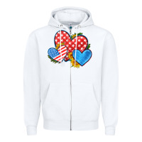 White usa flag hearts with sunflower Zipper Hoodie - HRA Design Shop
