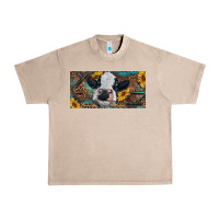 French Oak Baby cow with sunflower and leopard Urban Heavy Tee - RanaPortraitStore