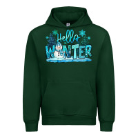 Forest Green hello winter snowman Urban Hoodie - MaliasSmallBusiness