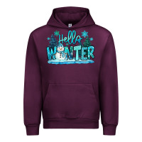 Mauve Wine hello winter snowman Urban Hoodie - MaliasSmallBusiness