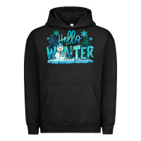 Pigment Black hello winter snowman Urban Hoodie - MaliasSmallBusiness