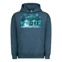 Pigment Midnight Navy hello winter snowman Urban Hoodie - MaliasSmallBusiness