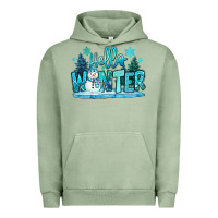 Pigment Oil Green hello winter snowman Urban Hoodie - MaliasSmallBusiness