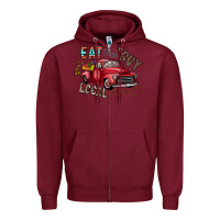 Burgundy eat fresh buy local Zipper Hoodie - CowhideDigitalArt