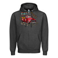 Charcoal Heather eat fresh buy local Zipper Hoodie - CowhideDigitalArt