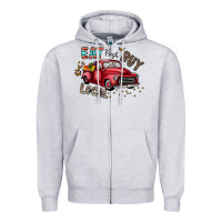 Heather Grey eat fresh buy local Zipper Hoodie - CowhideDigitalArt