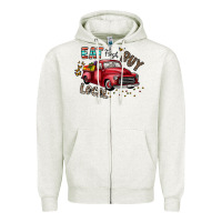 Oatmeal Heather eat fresh buy local Zipper Hoodie - CowhideDigitalArt